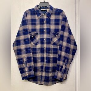 Northwest Territory Vintage Blue‎ Plaid Button Down Men’s Flannel XL Extra Large